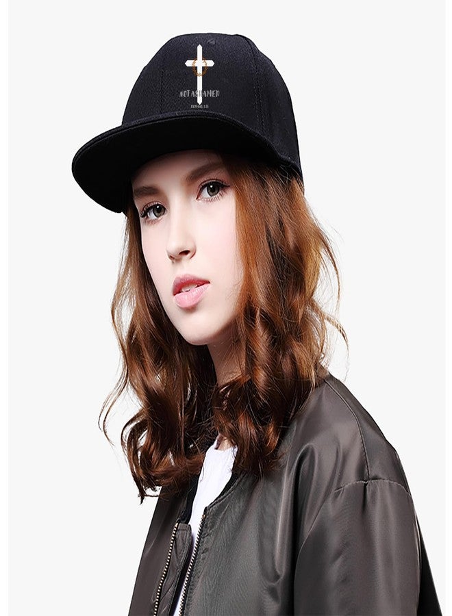 FACITE Christian hat Flat Bill Hats for Men Women Jesus Cross Snapback Hats for Men Fitted Baseball Caps for Mens Black Adjustable Cool Hip Hop hat Workout Trucker Cap - Image 3
